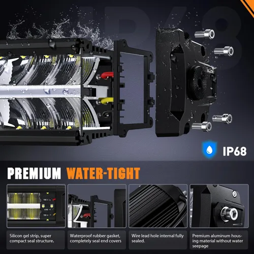 Vista 6 de Nilight Barra de Luz LED con DRL Ámbar de 16 Pulgadas 120W Luz Todoterreno Anti-Deslumbrante Combo Inundación Punto LED Luz de Conducción IP68