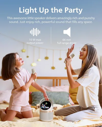 Vista 5 de PHILIPS S2508 Máquina de karaoke portátil, altavoz Bluetooth para fiestas con 2 micrófonos de karaoke, batería de 7 h, modos de luz multicolor