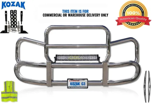 Vista 2 de KOZAK Rejilla Deer Moose Brush Bumper Guard Herd 300 compatible con Kenworth T680 2012-2021 Truck Plus Brackets, barra LED de 22 pulgadas de 120 W