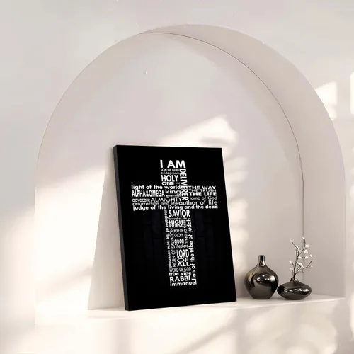 Vista 6 de Cuadro enmarcado de cruz de Jesús en lona para pared, arte impreso en blanco y negro, pintura cristiana, póster inspiradora, Jesús católico