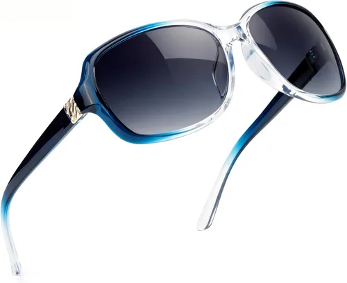 Vista 15 de SIPHEW - Gafas de sol polarizadas para mujer, gafas de sol cuadradas clásicas para mujer con protección UV Gafas de sol polarizadas negras A01