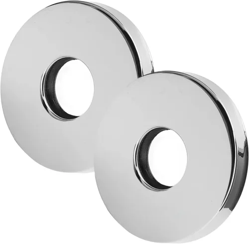 Vista 6 de Corla 2pc Shower Arm Flange 2.5” Round Modern Universal Escutcheon Replacement Cover Plate (Brushed Gold)