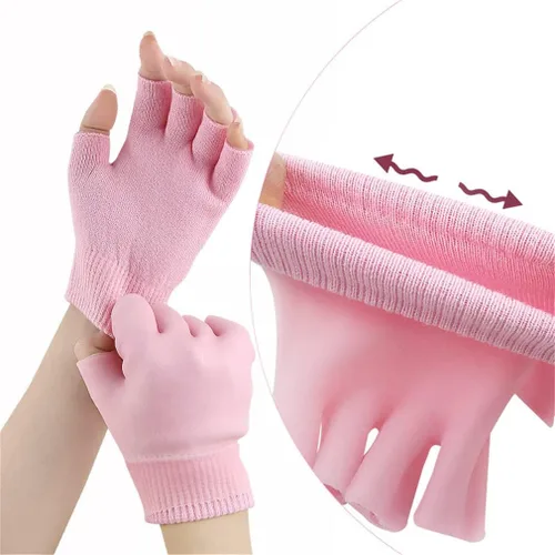 Vista 7 de Juego de guantes y calcetines hidratantes, forro de gel de terapia fría, guantes hidratantes sin dedos y calcetines para el talón, guantes