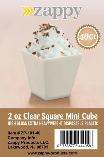 Vista 4 de Zappy elegante de 2 oz Square Mini tazas anteojos 2oz Claro, Tamaño Pequeño), diseño de cubeta de postre cuencos para aperitivos de postre