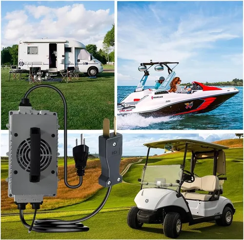 Vista 7 de Cargador de batería de carrito de golf de 36V 18A con conector estilo Crowsfoot enchufe de pie de cuervos, impermeable IP67