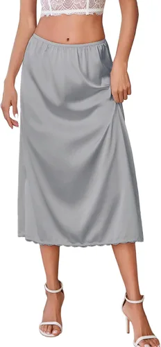 Vista 12 de Avidlove, ropa interior, enaguas satinada larga, Snip-it Half Slip, con encaje, lencería para mujer Beige