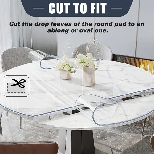 Vista 4 de LovePads - Protector de mesa redondo transparente, 1,5 mm de grosor, 76 cm de plástico, mantel de vinilo impermeable redondo, almohadilla protectora