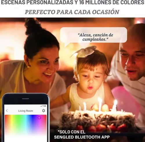 Vista 6 de Sengled Bombillas inteligentes, color que cambia de color Alexa/malla Bluetooth, bombilla LED regulable A19 E26 multicolor, alto CRI, alto brillo A