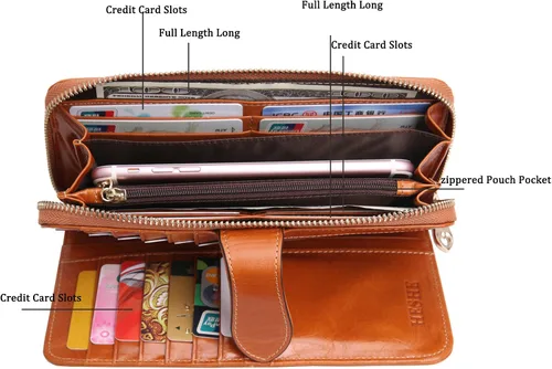 Vista 6 de Heshe Monederos vintage de cuero genuino para mujer bolso cruzado con asa superior bolso cruzado de diseñador para mujer y carteras largas con clip
