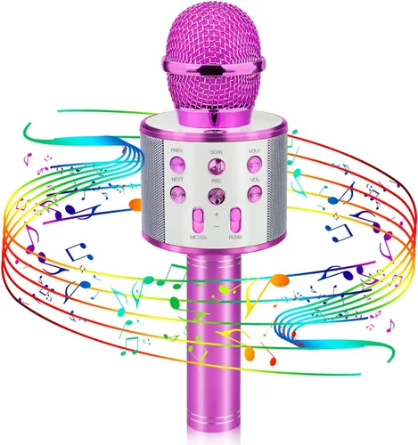 Vista 10 de Viposoon Los mejores regalos para niños, micrófono inalámbrico de karaoke Bluetooth para regalos de cumpleaños para niñas y niños de 4 a 12 años