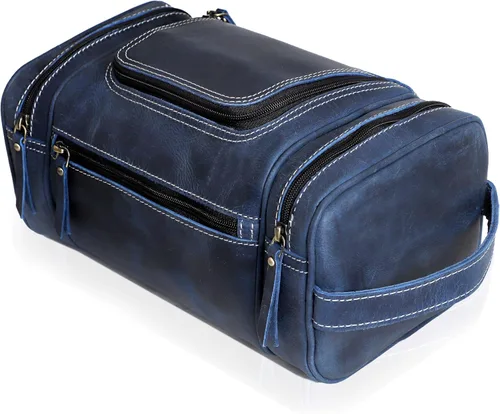 Vista 7 de VC VINTAGE COUTURE Neceser de cuero para hombre, extra grande, neceser de cuero para hombre, para viajes, kit de cuero real para hombre, bolsa