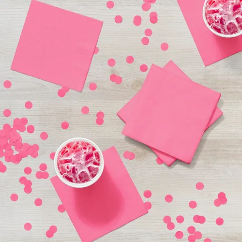Vista 4 de Creative Converting Touch of Color - Servilletas de papel de 3 capas, 50 unidades para bebidas, color azul Bermudas, Servilleta para bebidas, Rosa