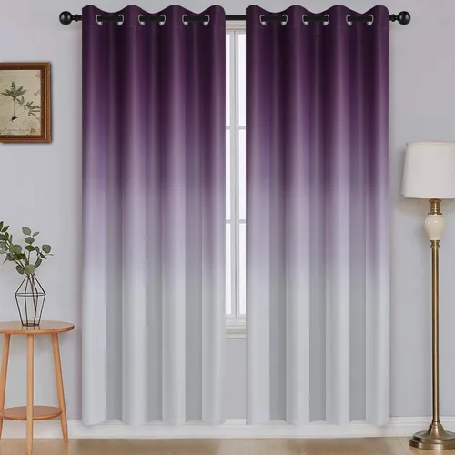 Vista 134 de SimpleHome Cortinas degradadas degradadas para oscurecer la habitación de 36 pulgadas de largo para dormitorio, con ojales y bloqueo de luz Negro