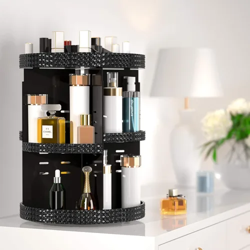 Vista 8 de Organizador de maquillaje giratorio de 360 grados para tocador, organizador de belleza de capacidad extra grande, organizador de perfume DIY