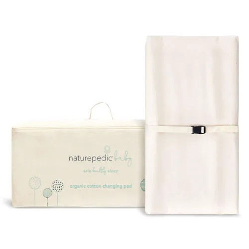 Vista 2 de Naturepedic Cambiador orgánico contorneado - Fácil de limpiar, ligero y portátil - Cómodo cambiador de pañales de bebé impermeable de 2 lados