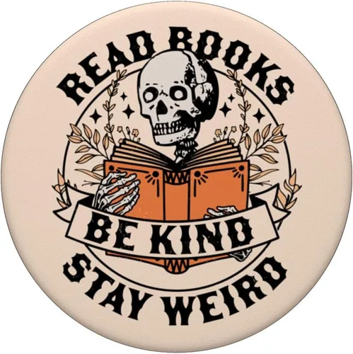 Vista 3 de Read Books Be Kind Stay Weird Libro de lectura de esqueleto Bookish PopSockets Standard PopGrip