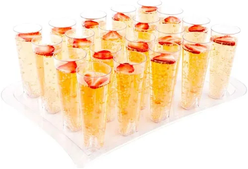 Vista 4 de Restaurantware Vasos de plástico rectos de 4.5 onzas, 100 vasos de cóctel altos, bandejas se venden por separado, vasos de champán transparente