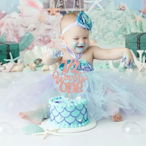 Vista 5 de 1 pieza 1/2 Half Way to One Cake Topper Glitter Half Way to Go Cake Pick Happy 6 Meses Birthday Cake Decor for Baby Happy 6 months Birthday Party