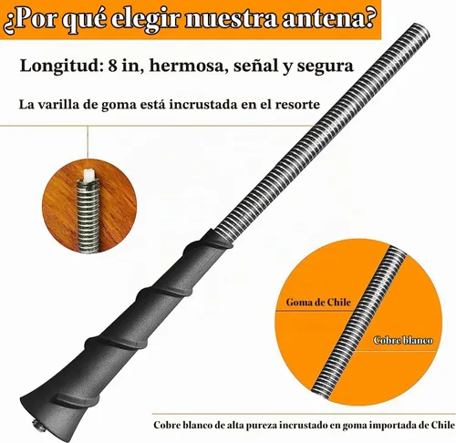 Vista 7 de Antena de goma flexible de 8 pulgadas para Dodge Journey (2010-2020)