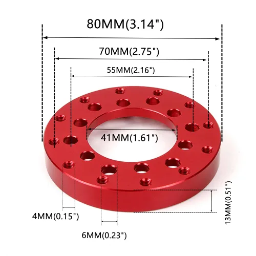 Vista 5 de RASTP 70MM Aluminum Steering Wheel Adapter Plate, Racing Car Gaming Steering Wheel Adapter for Logitech G25 G27-Red