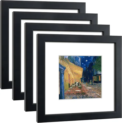 Vista 23 de Juego de 4 portarretratos de 4 x 6 pulgadas, hechos de madera maciza con cristal real, para fotos de 4 x 6 pulgadas sin paspartú, montaje en pared