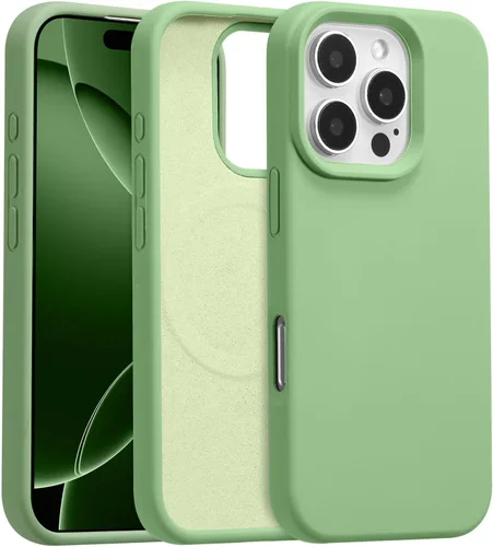 Vista 408 de Funda magnética de silicona para iPhone 13 Pro, color blanco antiguo [Compatible con Magsafe] [Forro de microfibra suave antiarañazos], funda
