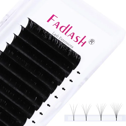 Vista 16 de Extensiones de Pestañas Rizo B Fácil Florecimiento Extensión de Pestañas Negro Mate Extensiones de Pestañas de Volumen Rápido Florecimiento Pestañas