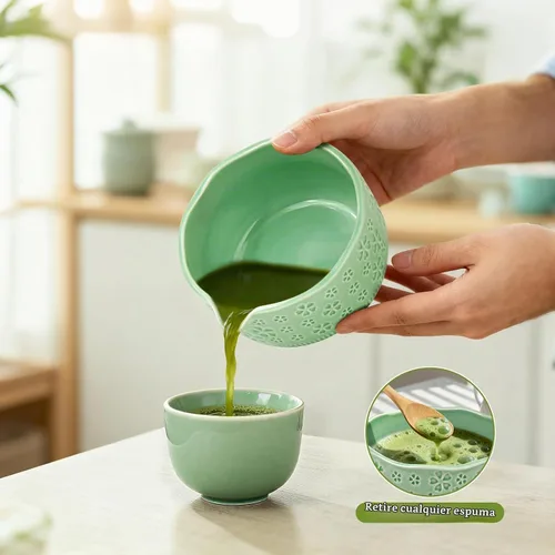 Vista 4 de Juego de batidor de matcha, kit de 7 piezas de fabricación de matcha con cuenco matcha, batidor y soporte de matcha, cuchara de bambú, soporte