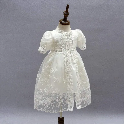 Vista 4 de Coozy Vestidos de bautizo para niña, vestido de princesa, boda, ocasiones especiales, 3 piezas