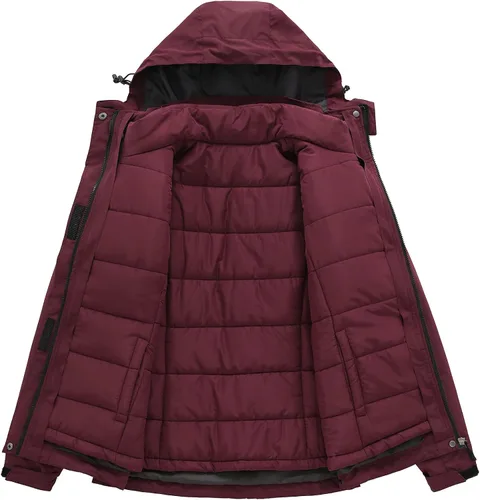 Vista 3 de PTSOC Womens 3 in 1 Waterproof Ski Jacket Warm Winter Snow Coat Windproof Hooded Snowboarding Raincoat