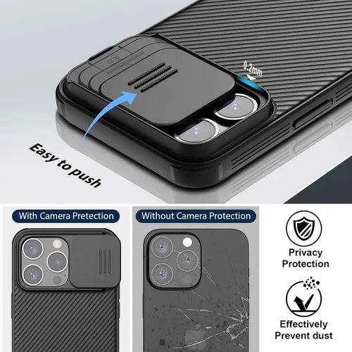 Vista 6 de Nillkin Funda magnética para iPhone 15 Pro Max con cubierta para cámara, CamShield Pro 15 Pro Max 5G Case 6.7 pulgadas, color negro