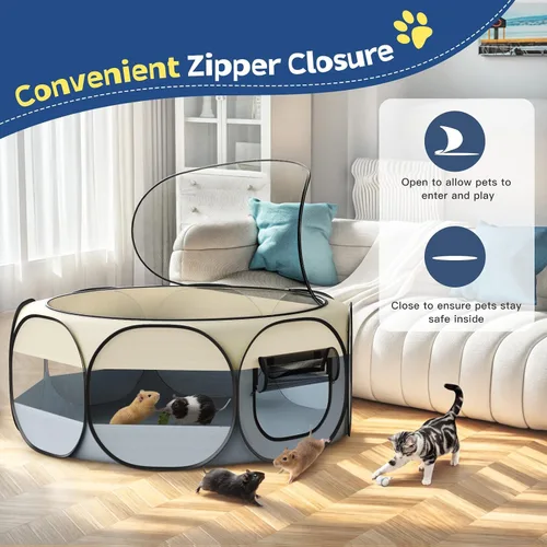 Vista 4 de VavoPaw Corralito para Animales Pequeños, Caja de Crianza de Pollos con Tapa Superior, Carpa de Jaula Portátil para Ejercicio al Aire Libre