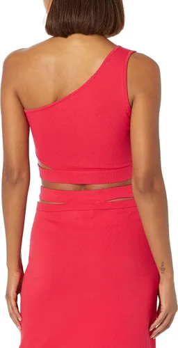 Vista 2 de The Drop Women's Plus Size Valentina Cropped One Shoulder Cut-Out Sweater Top