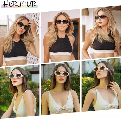 Vista 2 de Allarallvr Gafas de sol retro ovaladas de moda para mujeres y hombres gafas de sol de moda AR82158