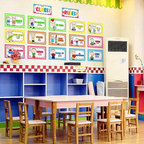 Vista 5 de Alpurple 17 Piezas Reglas de Aula A4, Pósteres de Reglas de Clase Preescolar, Decoraciones de Tablón de Anuncios de Reglas de Aula para Jardín