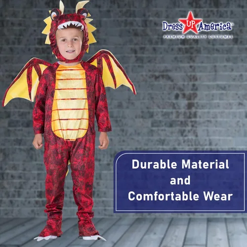 Vista 5 de Dress Up America Disfraz de dragón para niños - Conjunto de disfraz de dragón rojo para niñas y niños - Disfraz de dragón para niños pequeños