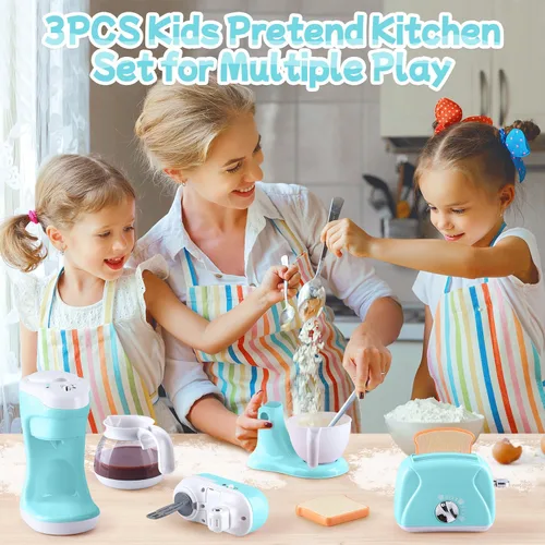 Vista 2 de Juguetes de electrodomésticos de cocina para niños, juego de accesorios de cocina de juego para niños, juguetes de cocina de simulación para niños