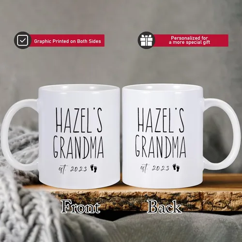 Vista 3 de Taza personalizada con texto en inglés "Promoted To Grandma 2023", regalos para la abuela por primera vez, anuncio de embarazo para abuela