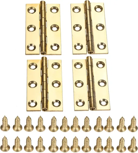 Vista 10 de dophee 4 mini bisagras de latón puro, bisagras plegables a tope para cajón, armario, puerta, joyero, muebles de madera, 2.5 pulgadas