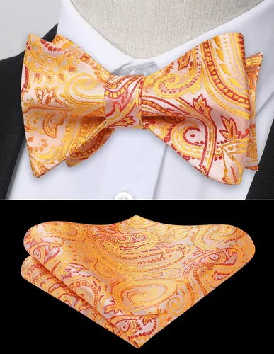 Vista 10 de HISDERN Pajaritas para hombre, corbatín de cachemira para hombre, corbata de lazo y bolsillo cuadrado, juego formal de esmoquin para boda