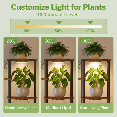 Vista 4 de iDavosic.ly Soporte alto para plantas con luces de cultivo para macetas grandes y resistentes, estante de flores de esquina interior de 4 niveles