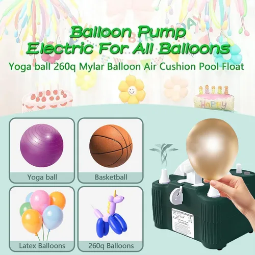 Vista 3 de Bomba eléctrica 4 en 1, máquina sopladora eléctrica portátil de globo de aire para todos los globos, bomba de aire para pelotas deportivas, inflador