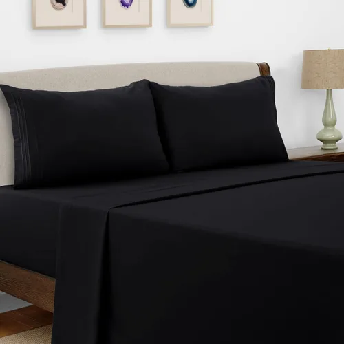 Vista 286 de LUX Décor - Juego de sábanas Twin de microfibra ultrasuave de 3 piezas con sábana encimera, sábana bajera de 16 pulgadas de profundidad y funda