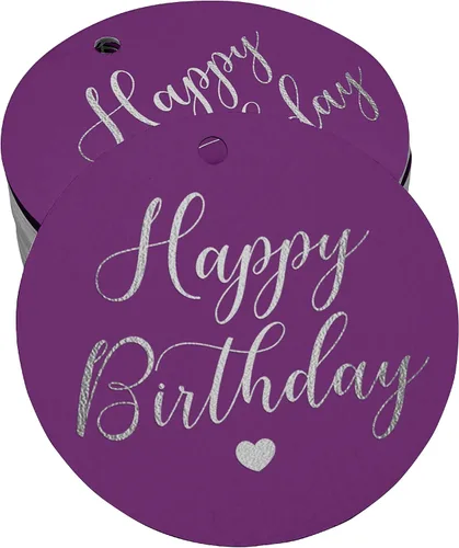 Vista 9 de Etiqueta de papel para colgar con texto en inglés «Happy Birthday» (50 unidades)