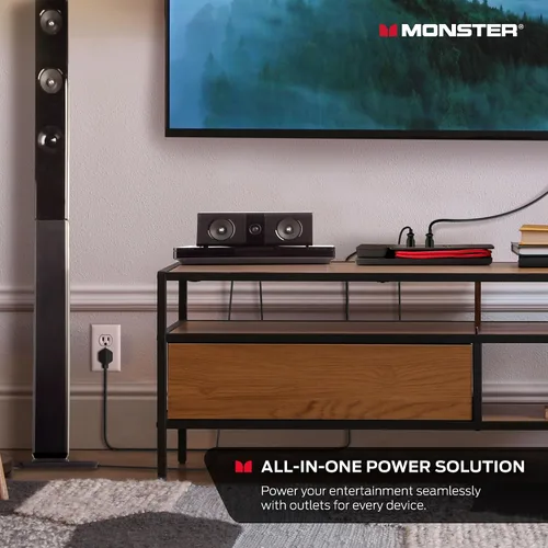 Vista 8 de Monster Power Center Vertex XL Protector de sobretensiones con regleta de alimentación desmontable, 10 salidas de CA, 2 puertos USB-A y 1 puerto
