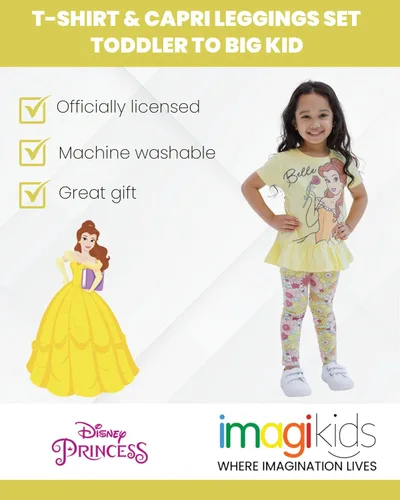 Vista 3 de Disney Conjunto de camiseta y leggings de princesa para niñas pequeñas y grandes