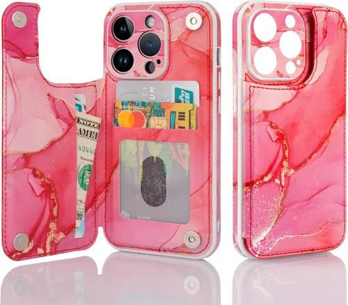 Vista 10 de Funda tipo cartera para Apple iPhone 13 Pro de 6.1 pulgadas, tarjetero de piel sintética con bloqueo RFID, funda para teléfono celular