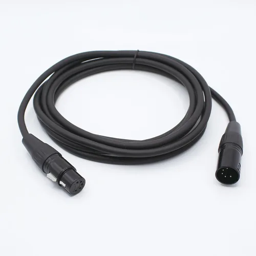 Vista 3 de Cables XLR a XLR DMX de 5 pines de 9.8 pies, cable XLR de 5 pines macho a hembra, para altavoz, micrófono y LED DMX (negro, 9.8 ft)