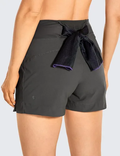 Vista 2 de CRZ YOGA Pantalones cortos de senderismo ligeros de tiro medio para mujer, 4 pulgadas, elásticos, atléticos, de verano, viajes, al aire libre