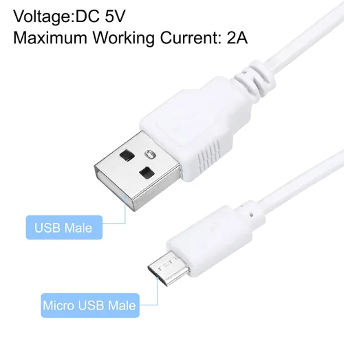 Vista 3 de MECCANIXITY Cable USB con interruptor de encendido/apagado 501, USB macho a micro USB macho cable de alimentación de 39.4 in para equipo digital LED